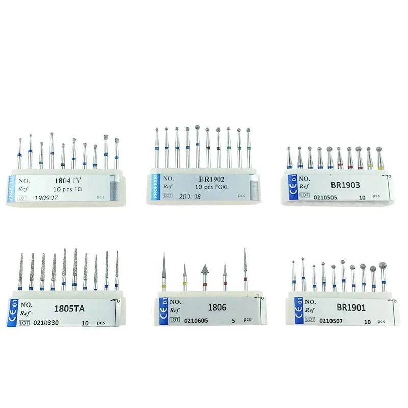 Diamond Burs-Long Shank -Set for High Speed Handpieces - 10 pcs