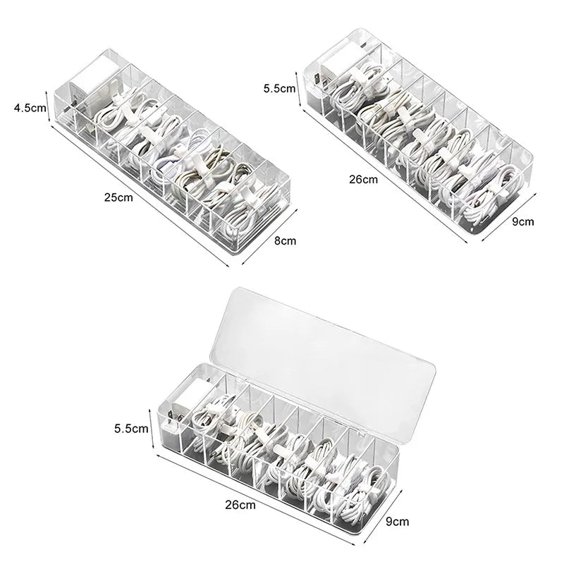 Transparent Cable Storage Box - Desk Organizer