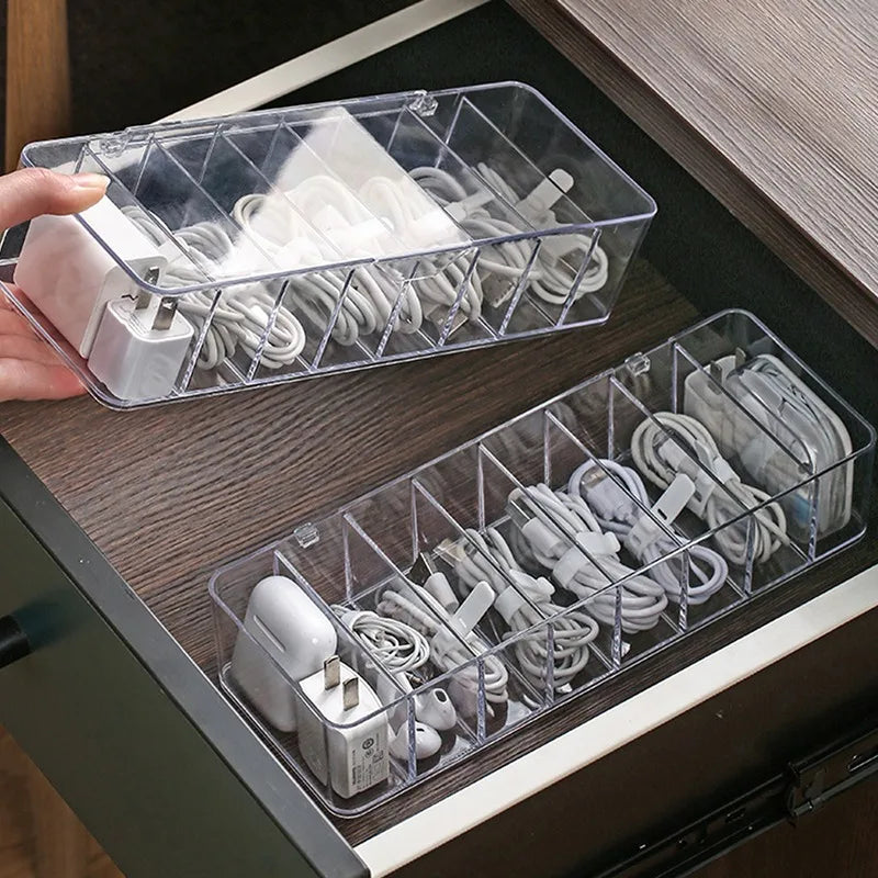 Transparent Cable Storage Box - Desk Organizer