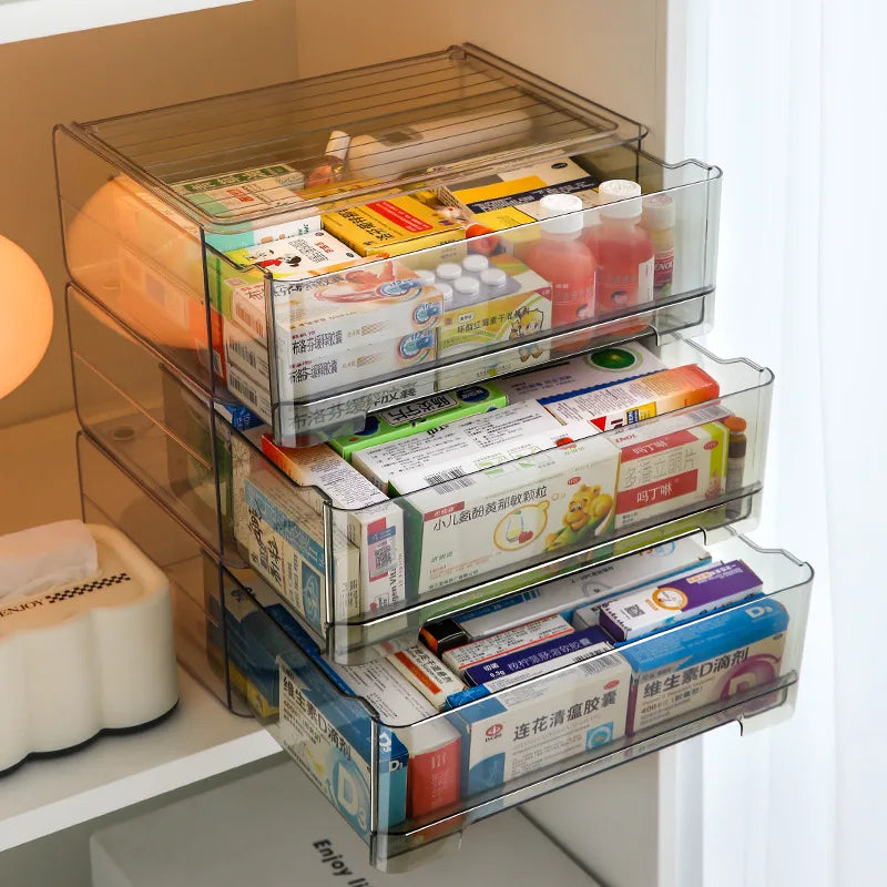 Clear Storage Drawer Containers (29x15x37 cm) -Large Capacity