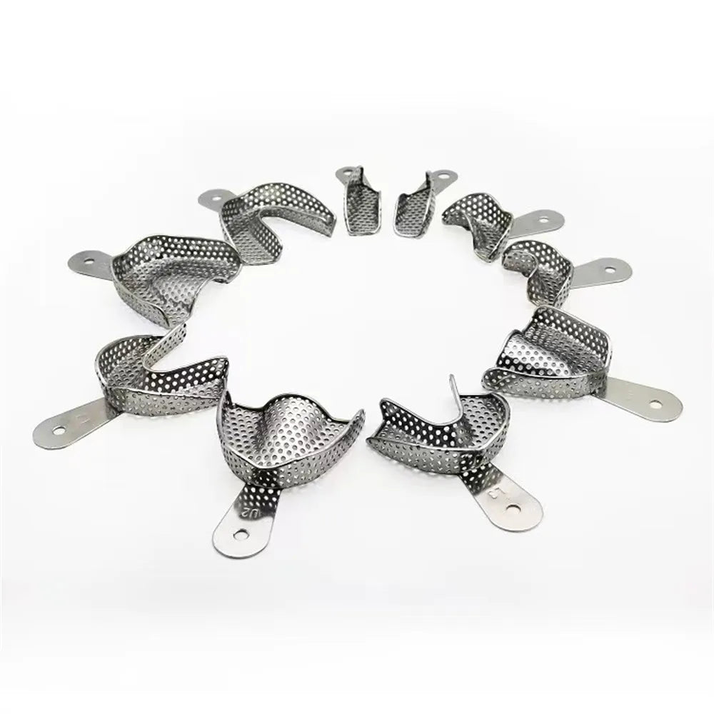 Stainless Steel Dental Impression Tray Set - Autoclavable Teeth Holder for Dentists