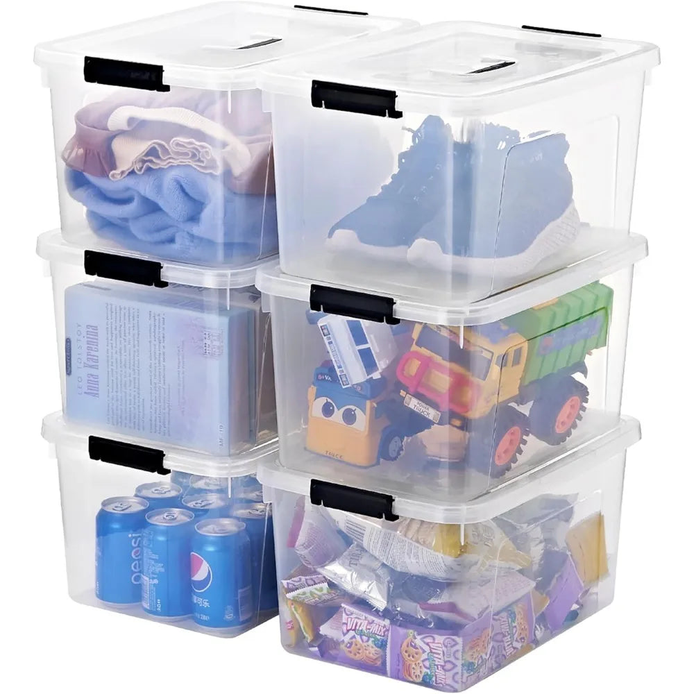 Plastic Storage Bins with Lids - 12 Quarts or 19 Quart / 6-Pack
