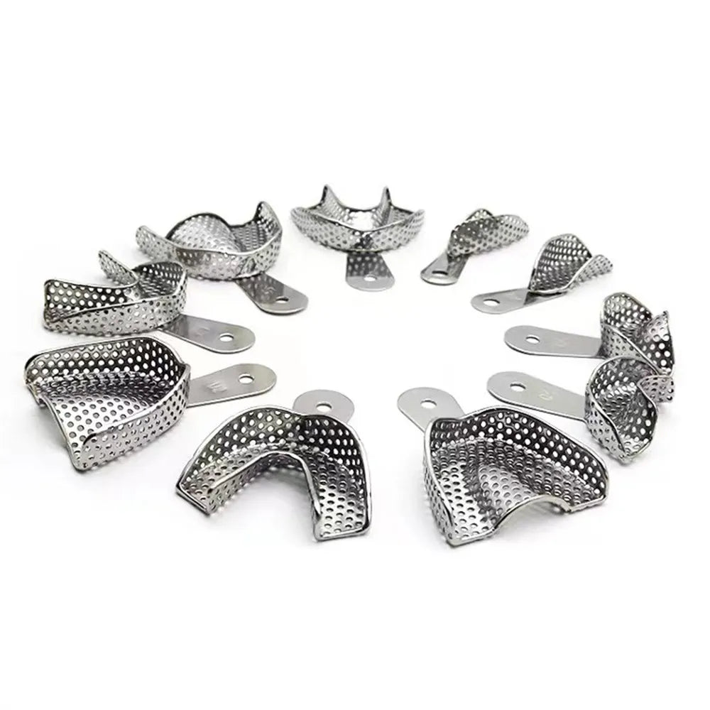 Stainless Steel Dental Impression Tray Set - Autoclavable Teeth Holder for Dentists