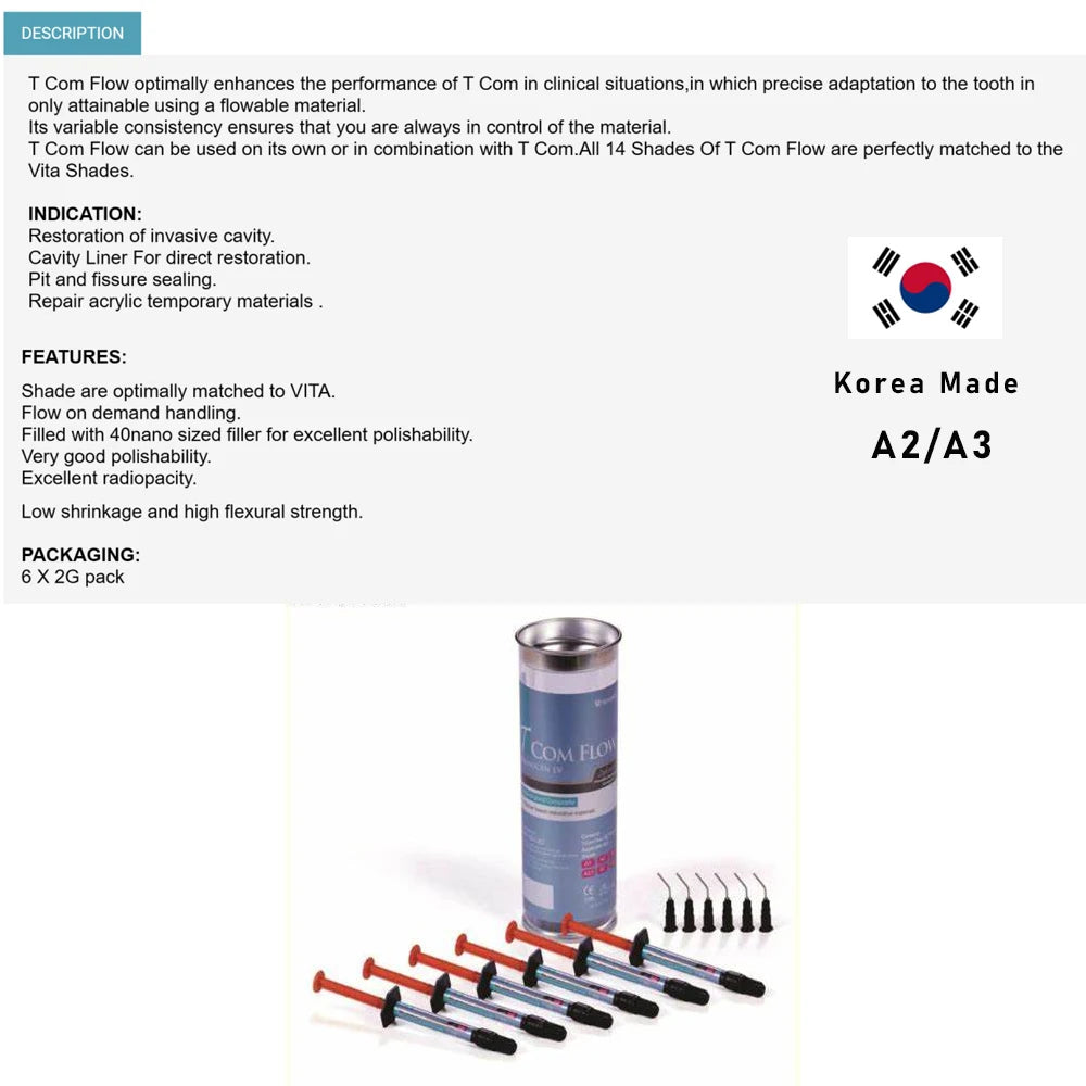 Nexobio T Com Flow: Nano Hybrid Flowable Composite - 6 Syringes (2g)