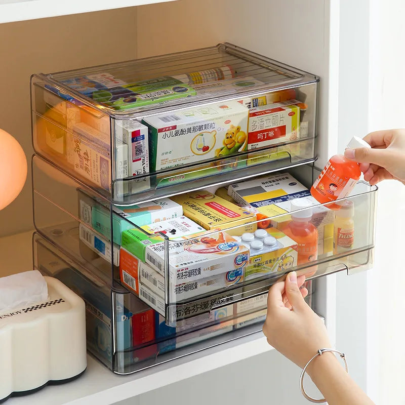 Clear Storage Drawer Containers (29x15x37 cm) -Large Capacity