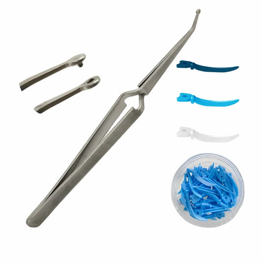 Pin Tweezer Stainless Steel + Plastic Wedges 40pcs