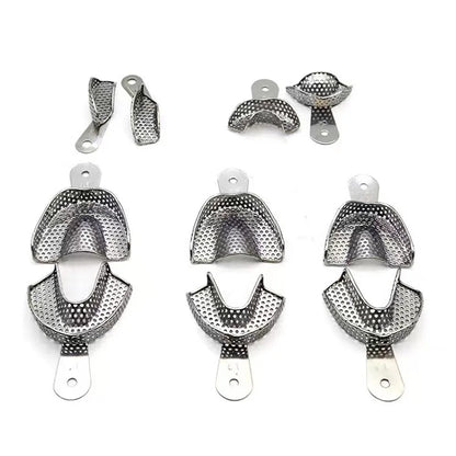 Stainless Steel Dental Impression Tray Set - Autoclavable Teeth Holder for Dentists