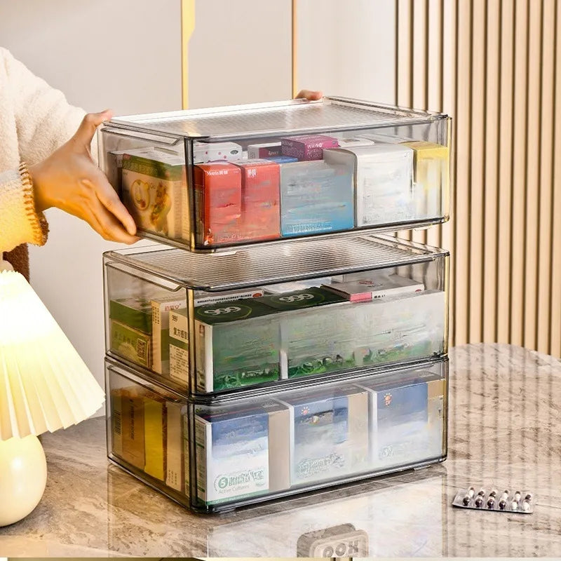 Clear Storage Drawer Containers (29x15x37 cm) -Large Capacity