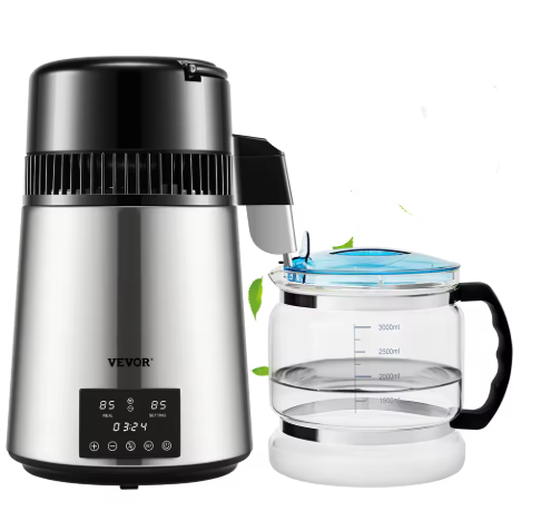 VEVOR 4L Water Distiller – 1.5L/H Distilled Water Maker for Dental Offices & Labs