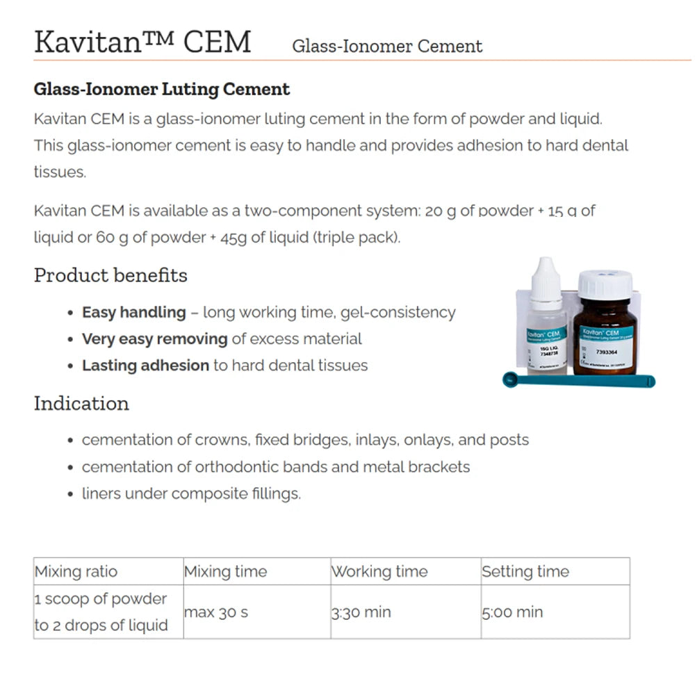 Kavitan CEM - Glass Ionomer Cement