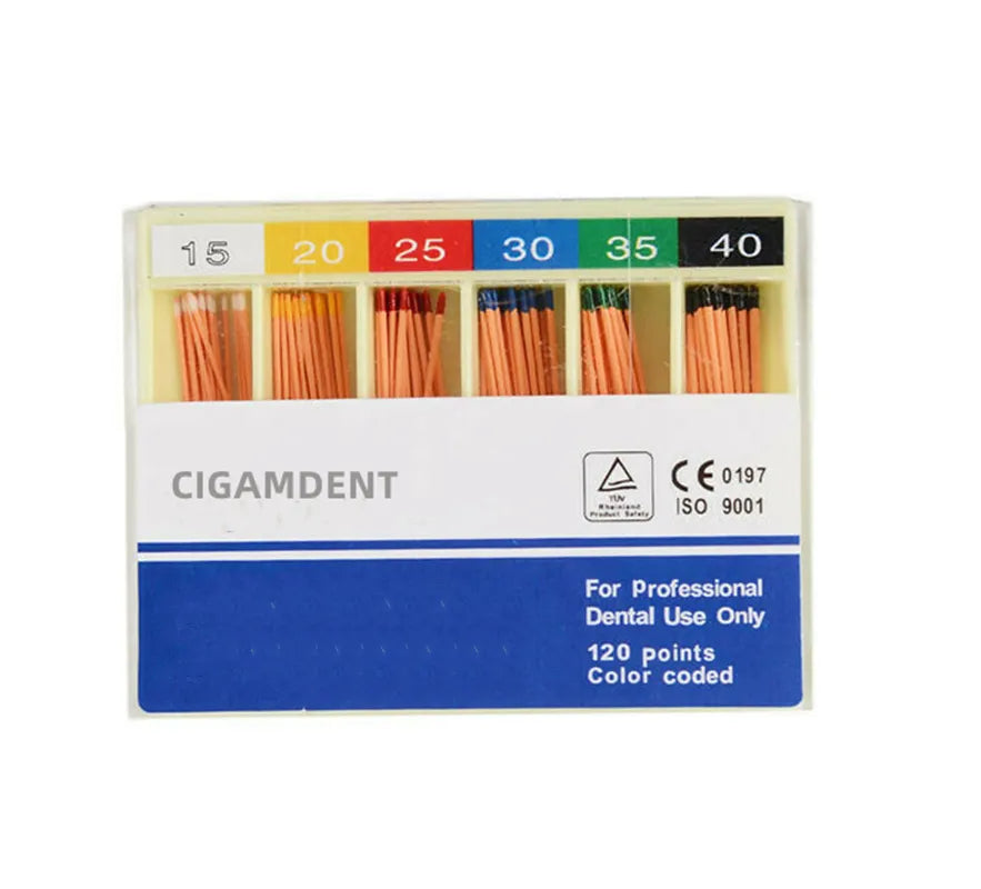 Premium Gutta Percha Points Set - 5 Boxes, 120 pcs, Size 15-40, Taper 0.02/0.04/0.06)