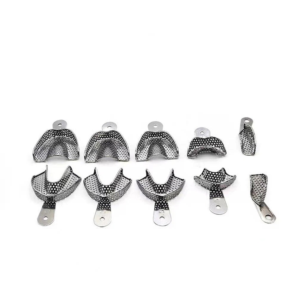 Stainless Steel Dental Impression Tray Set - Autoclavable Teeth Holder for Dentists