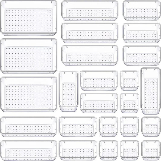 Clear Desk Drawer Organizers Set - Non Slip