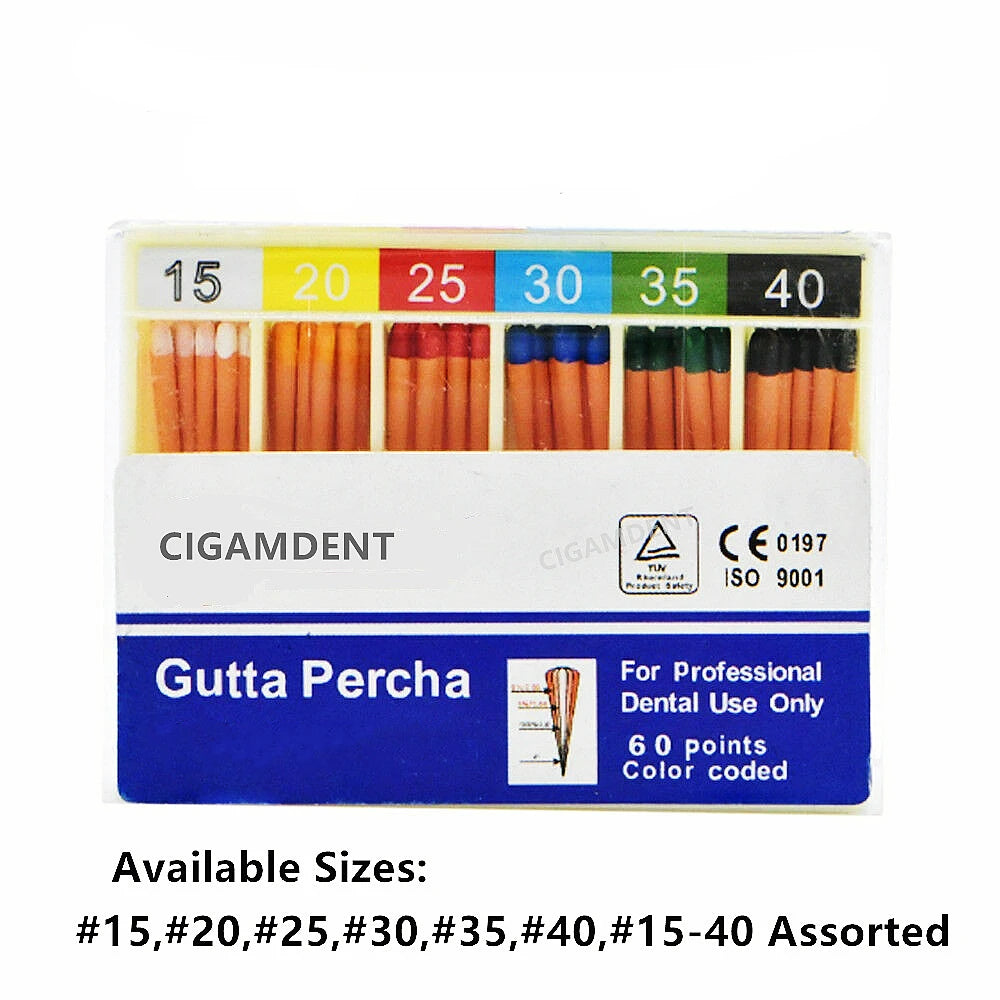 Premium Gutta Percha Points Set - 5 Boxes, 120 pcs,  Size 15-40, Taper 0.02/0.04/0.06)