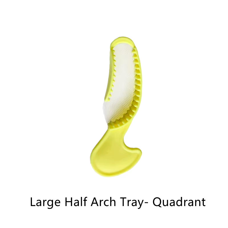 100/200Pcs Dental Bite Impression Trays Triple Registration Net Denture Tray with Mesh Disposable Plastic Teeth Holder Half Arch