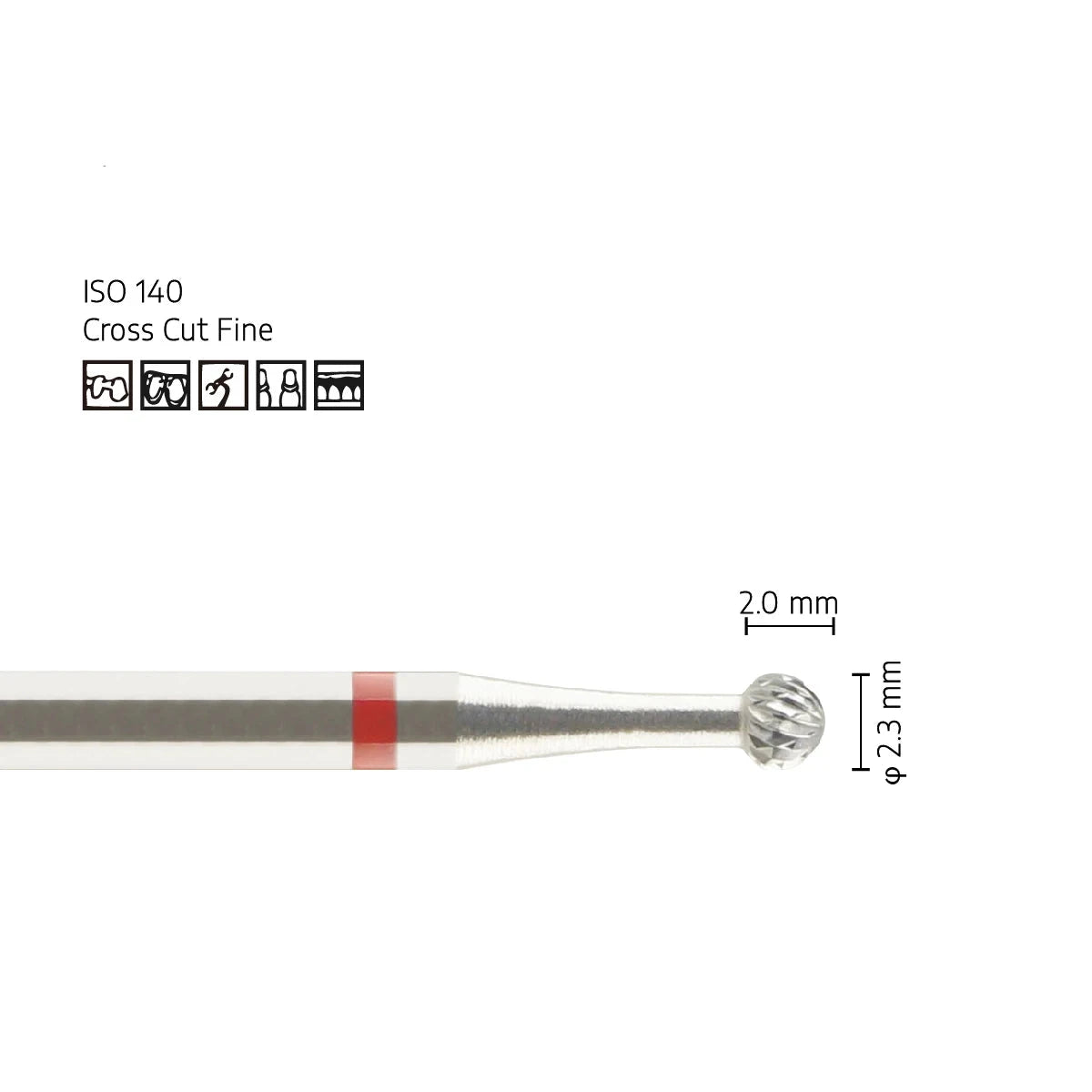 Fine Cross Cut Round Lab Bur - Precision Tungsten Carbide Trimming Burs