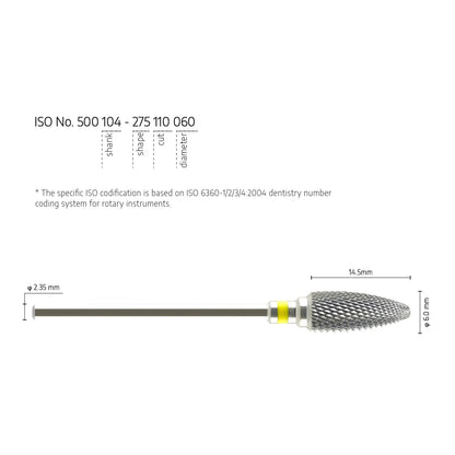 Tungsten Carbide Dental Bur - Universal Cross Cutter - Premium Fine 6mm