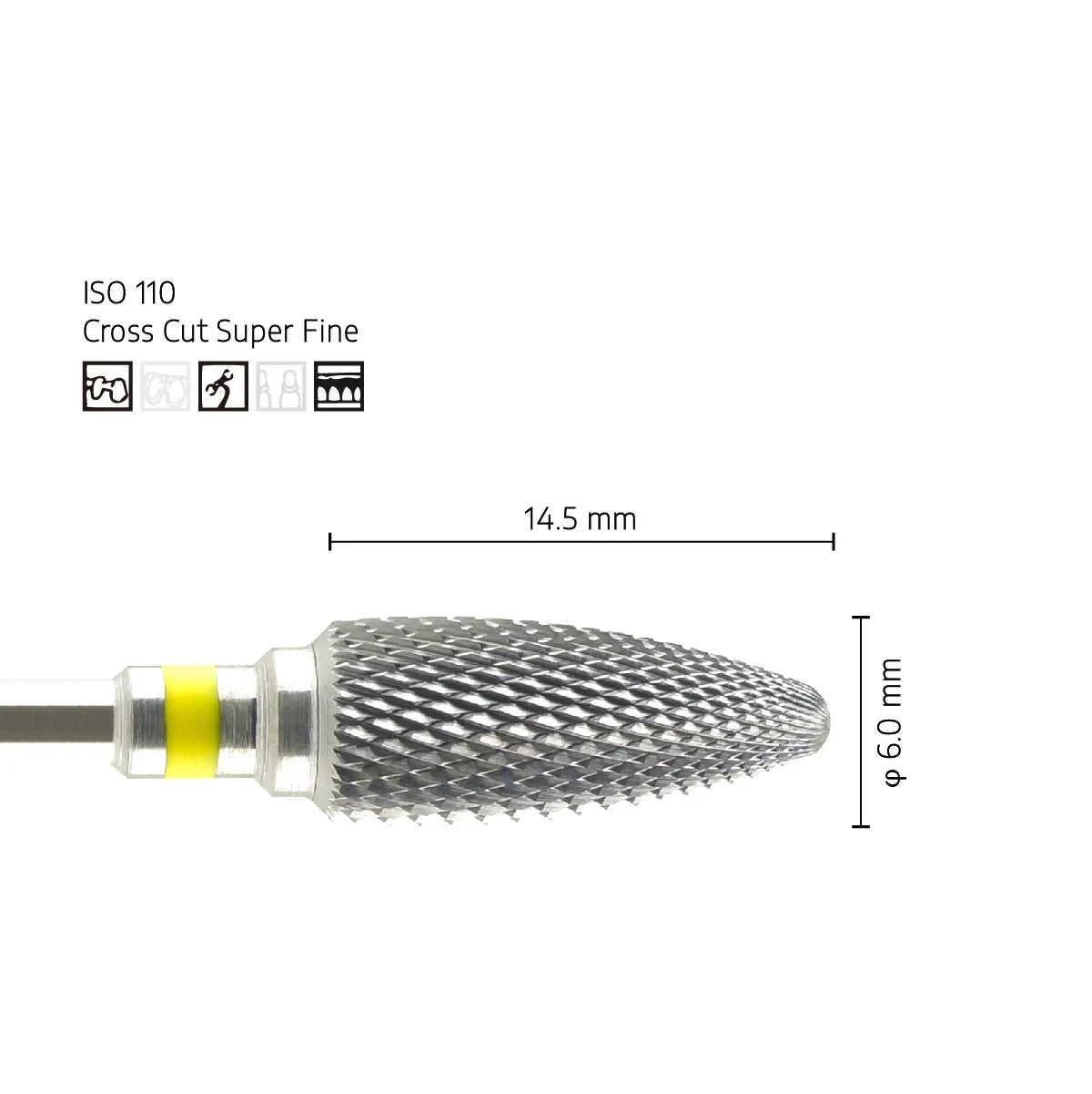 Tungsten Carbide Dental Bur - Universal Cross Cutter - Premium Fine 6mm