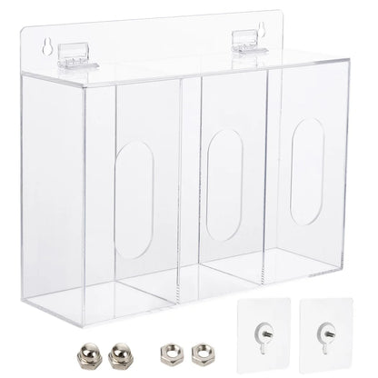 Acrylic Disposable Mask Dispenser Box with Flip Lid - 3-Compartment