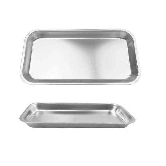 Stainless Steel Dental Surgical Tray - 8"X4" - Non-Perforated, Single tray.