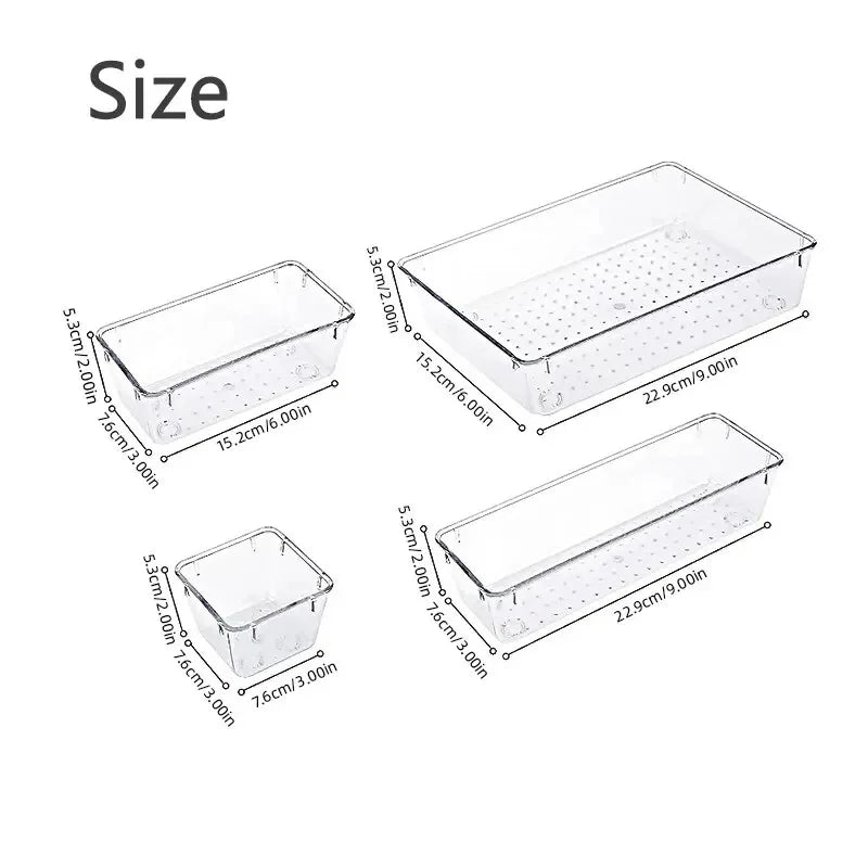 Clear Desk Drawer Organizers Set - Non Slip