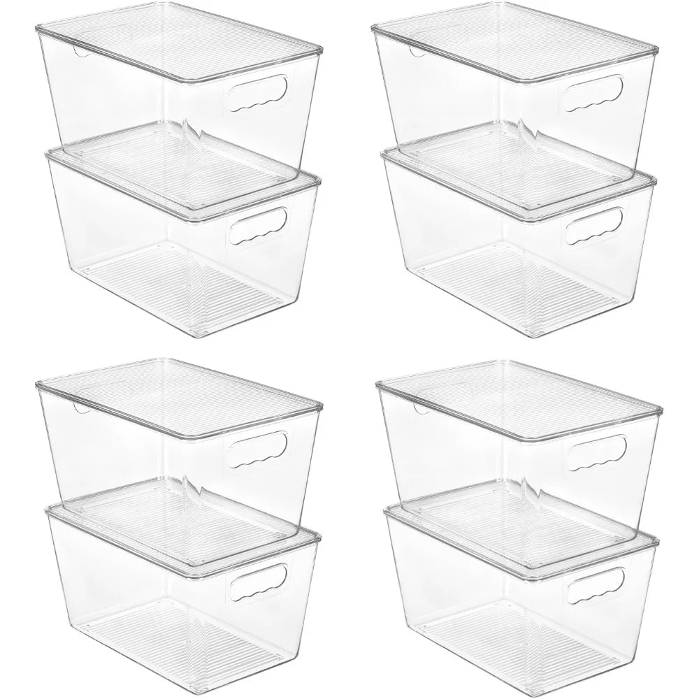 8 Pack Large Clear Stackable Storage Bins with Lids