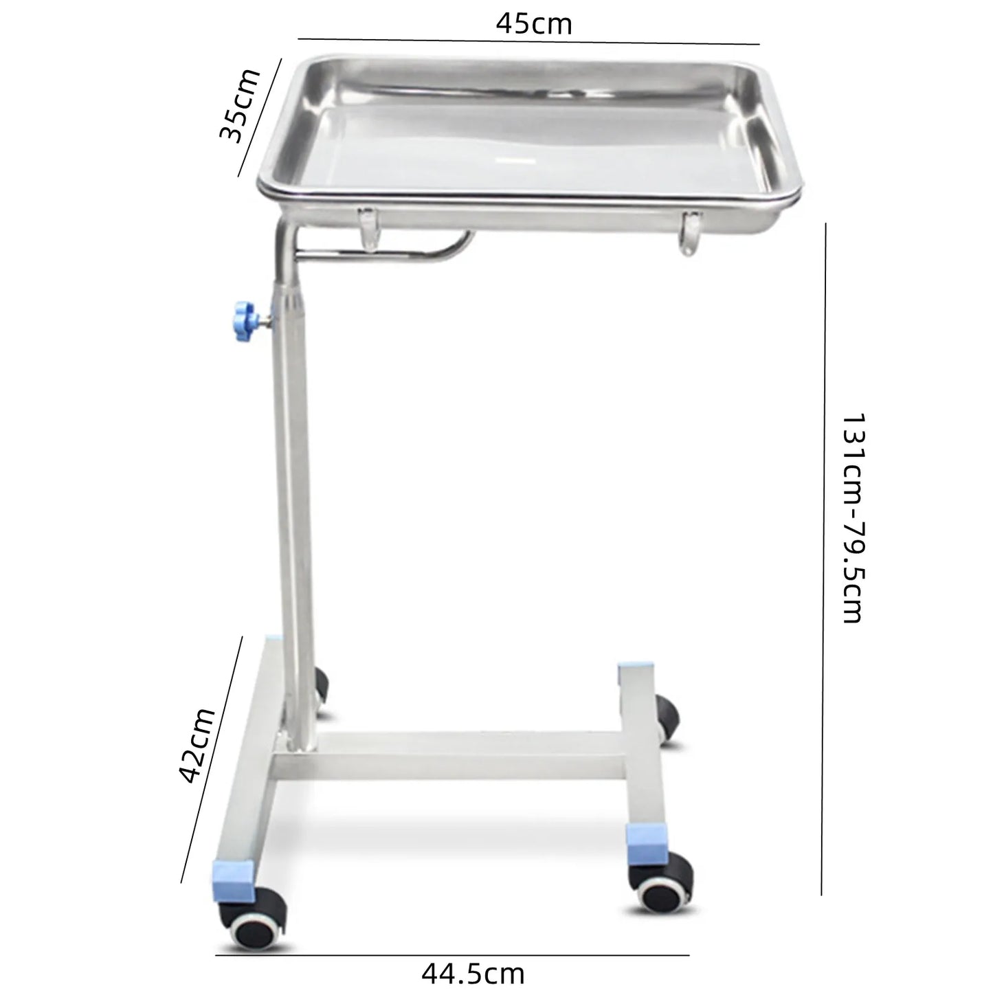 Adjustable Stainless Steel Treatment Rolling Cart