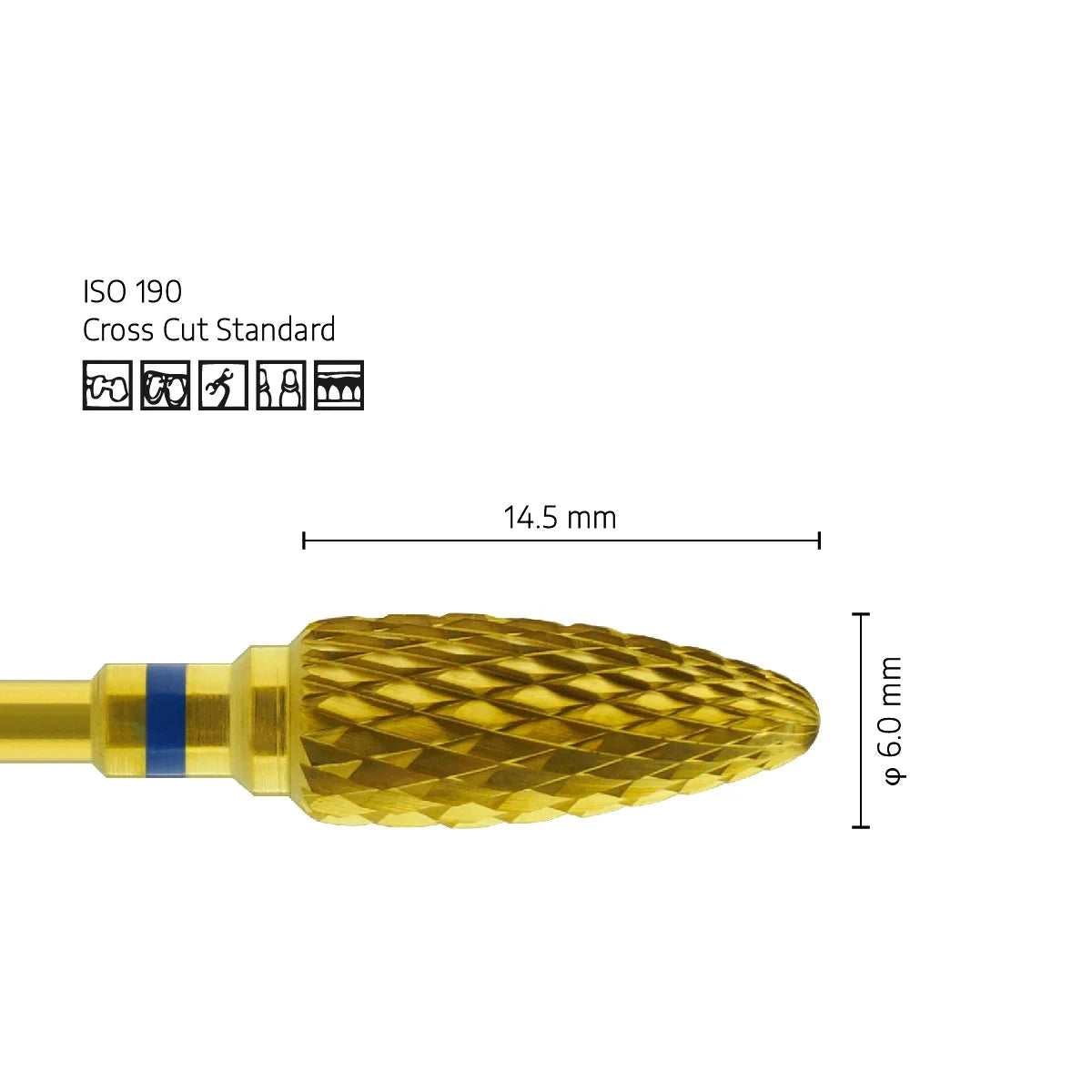 Tree Carbide Bur 6mm- Titanium Nitride Ceramic Coating