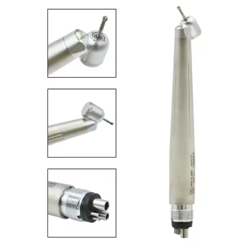 45° LED Rear Exhaust High-Speed Handpiece with Generator – 2/4 Holes, 3-Way Spray – 22000 RPM