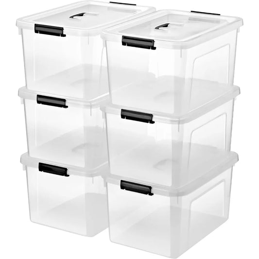 Plastic Storage Bins with Lids - 12 Quarts or 19 Quart / 6-Pack