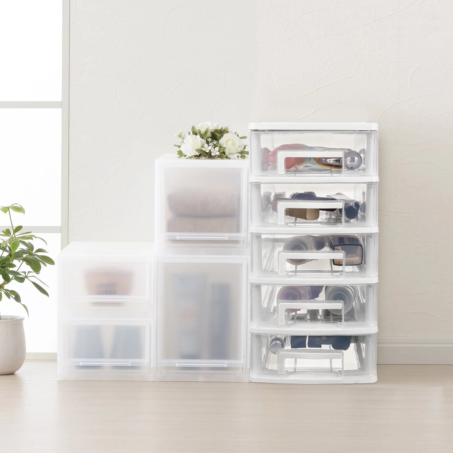 Drawer Type Storage Cabinet Organizer - White